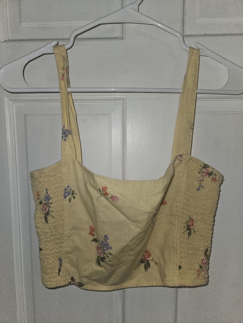 Yellow Floral Crop Top Large